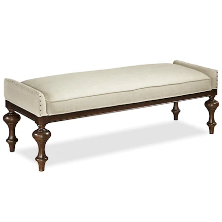 Upholstered Bed End Bench with Upholstery Tacks